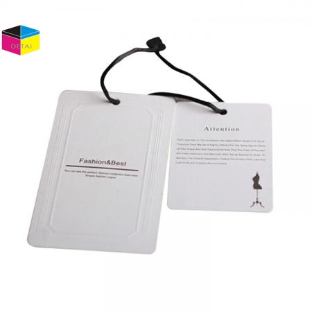 White card garment tag with logo 