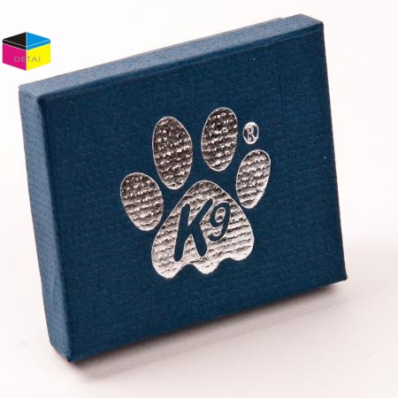 Personalized paper jewelry box with silver foil logo 