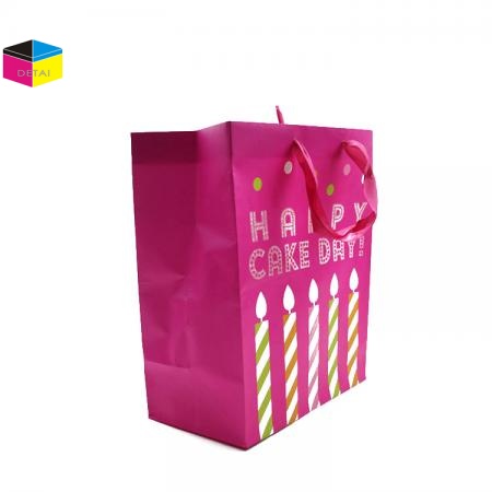 Paper shopping bags with ribbon handle 