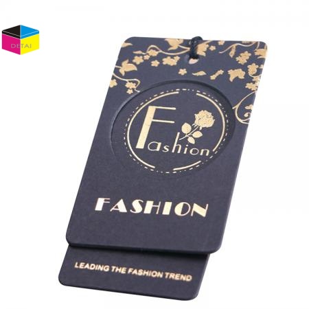 Garment hang tag with gold foil logo 