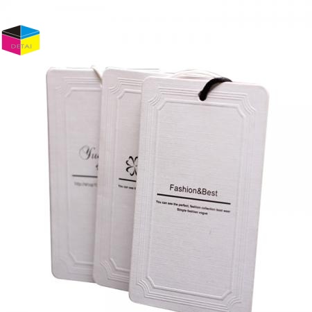 White card garment tag with logo 