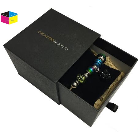 Textured Black Drawer Jewelry Packaging Box 