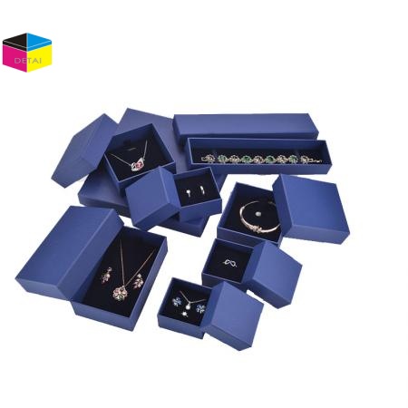 Striped Blue Paper Jewelry Box set 