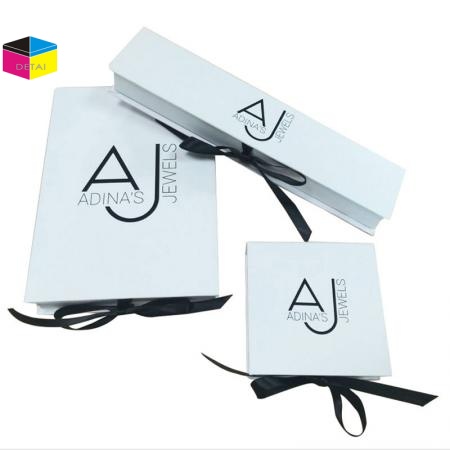 Custom Print Jewelry Boxes with Ribbon Closure 