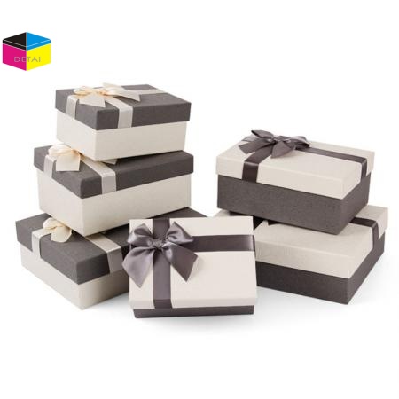 Bottom And Lid Gift Boxes with Ribbon Bow 