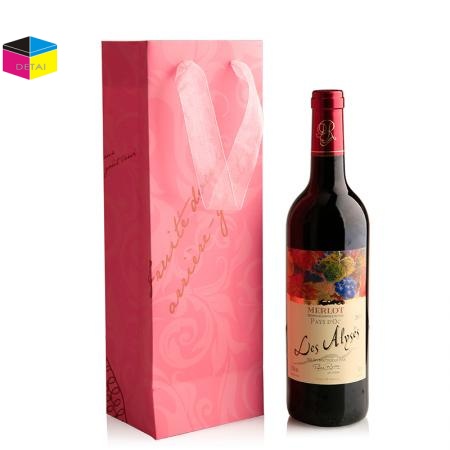 Print Wine Bags With Ribbon Handle 