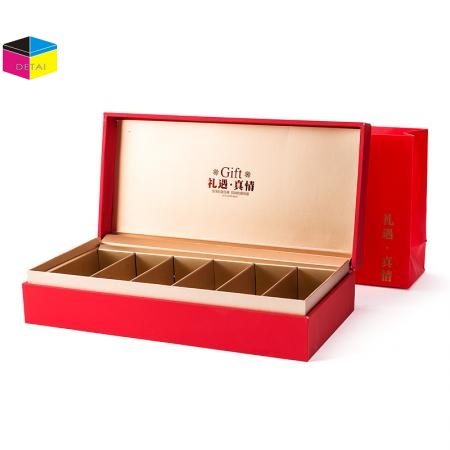 Red Paper Tea Packing Boxes With Red Foil Logo 