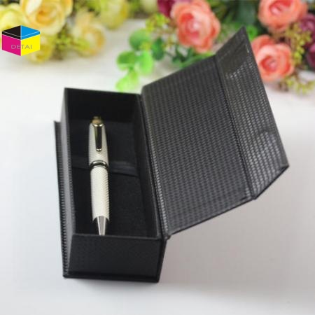 Custom Made Black Textured Paper Pen Boxes 
